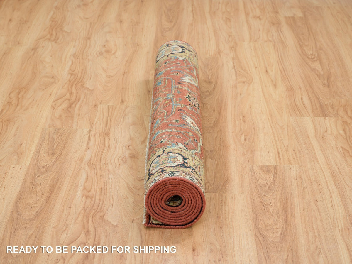 Heriz Heriz hand-knotted wool runner in Red & Yellow, 4' x 10' — SKU O065462 (view 6)