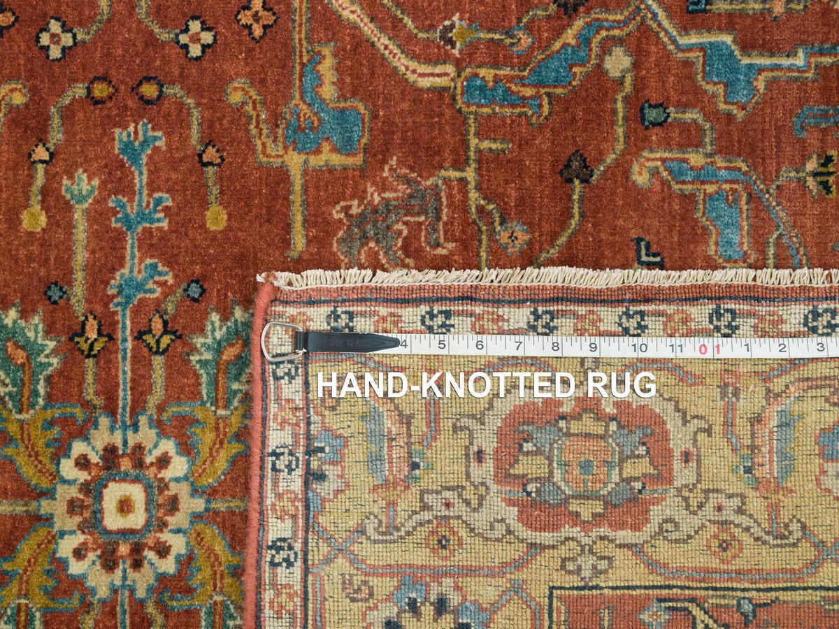 Heriz Heriz hand-knotted wool runner in Red & Yellow, 4' x 10' — SKU O065462 (view 8)
