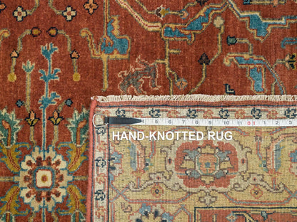 Heriz Heriz hand-knotted wool runner in Red & Yellow, 4' x 10' — SKU O065462 (view 8)