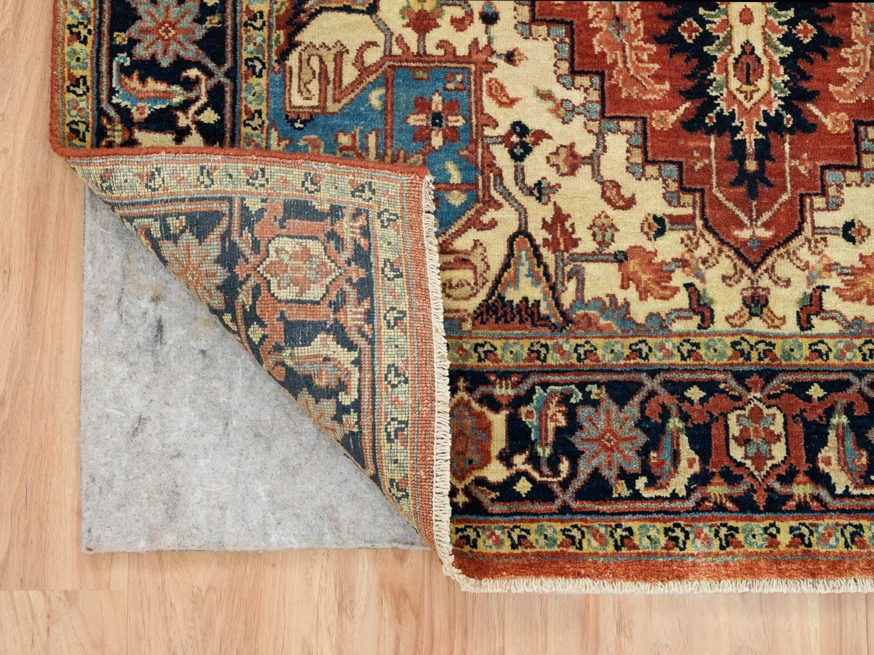 Heriz Heriz hand-knotted wool runner in Red & Navy Blue, 4' x 10'1" — SKU O065463 (view 3)