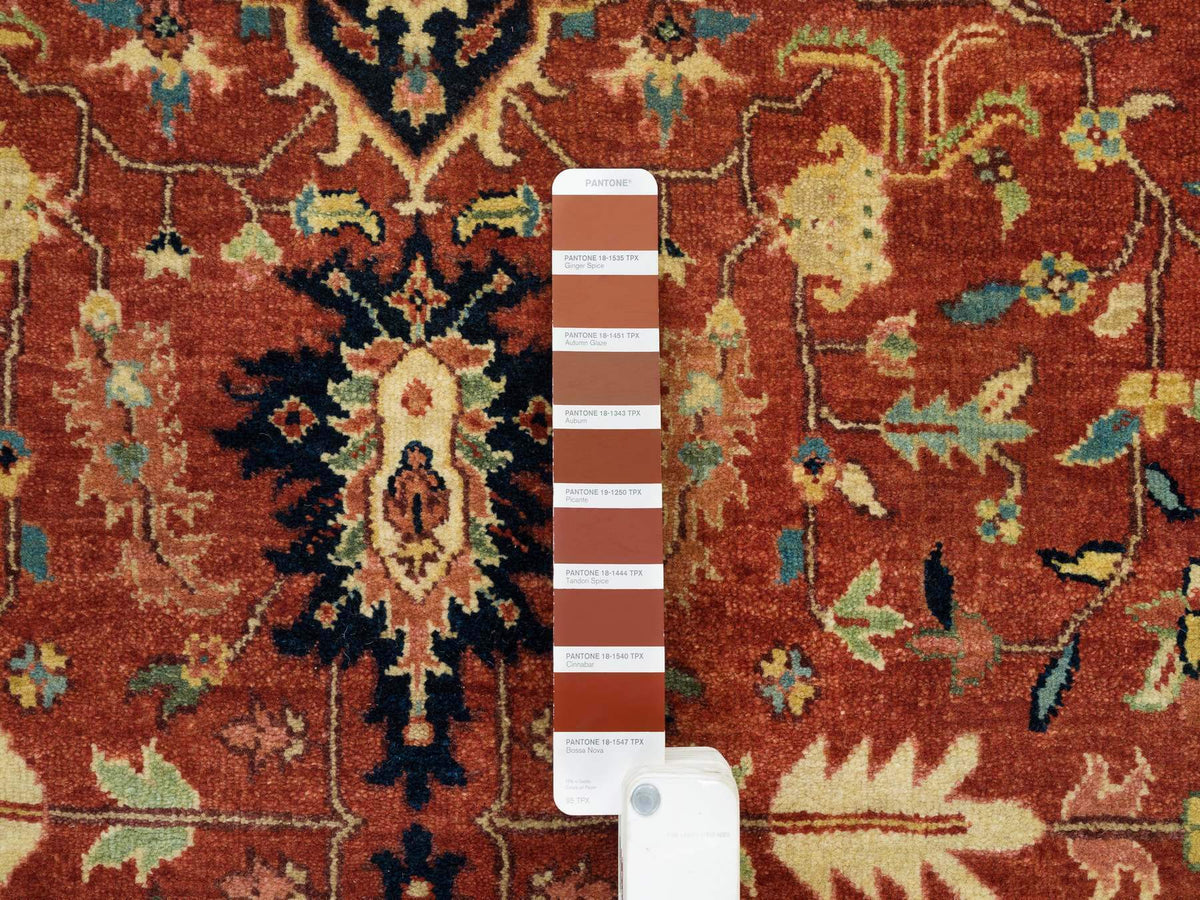 Heriz Heriz hand-knotted wool runner in Red & Navy Blue, 4' x 10'1" — SKU O065463 (view 4)