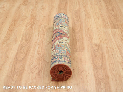 Heriz Heriz hand-knotted wool runner in Red & Navy Blue, 4' x 10'1" — SKU O065463 (view 6)