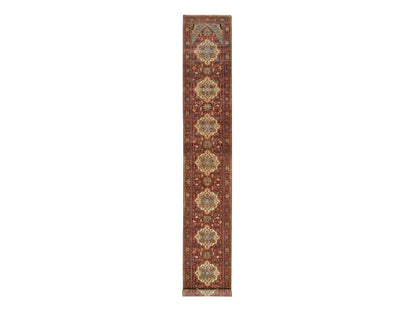 Heriz Heriz hand-knotted wool runner in Red, 2'7" x 18' — SKU O065470