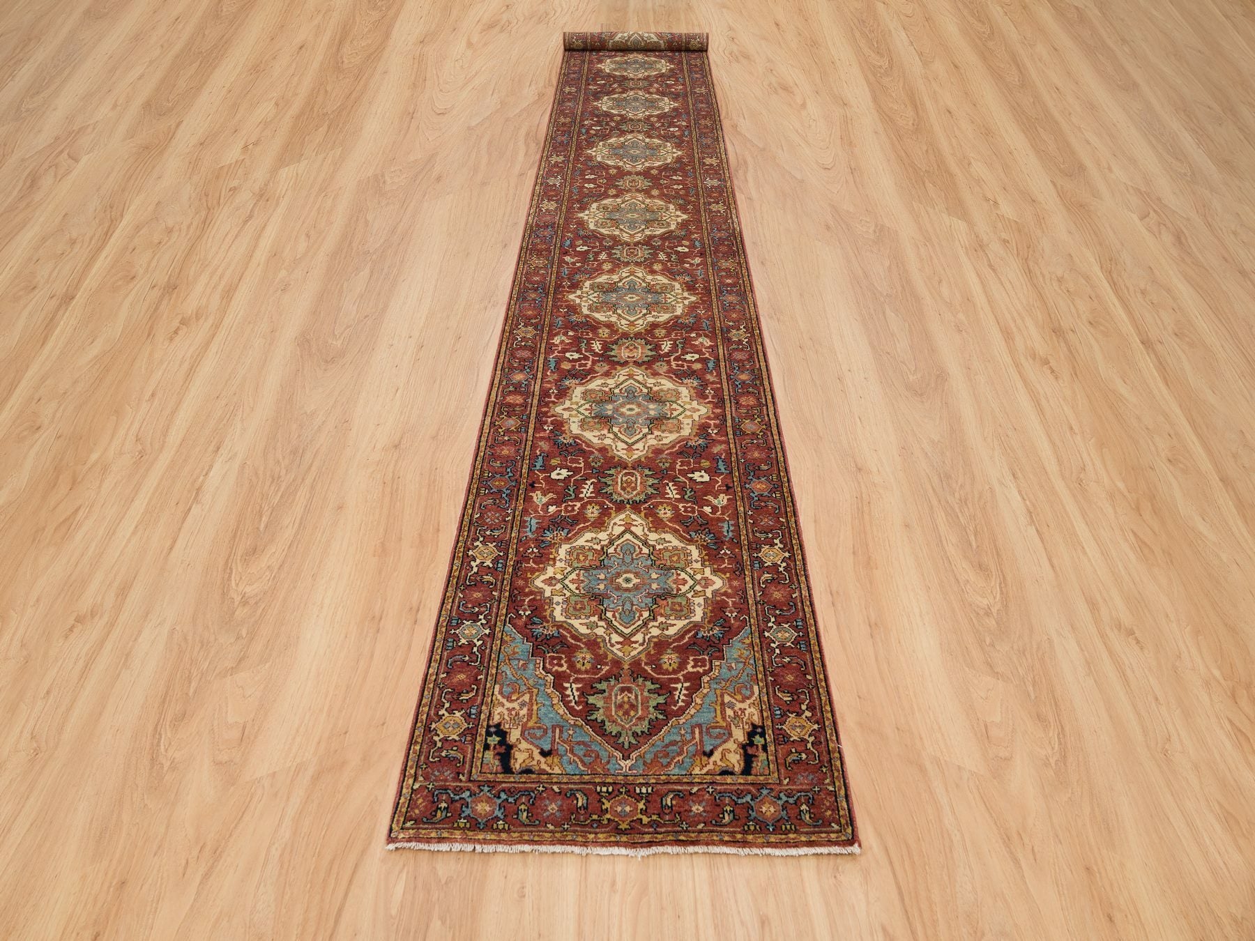 Heriz Heriz hand-knotted wool runner in Red, 2'7" x 18' — SKU O065470 (view 2)