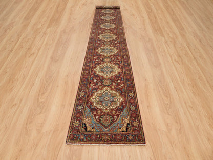 Heriz Heriz hand-knotted wool runner in Red, 2'7" x 18' — SKU O065470 (view 2)