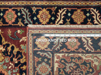Sarouk Heriz hand-knotted wool runner in Red & Navy Blue, 2'8" x 12' — SKU O065471 (view 8)