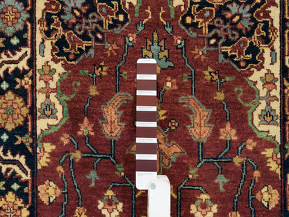 Sarouk Heriz hand-knotted wool runner in Red & Navy Blue, 2'7" x 12' — SKU O065473 (view 4)