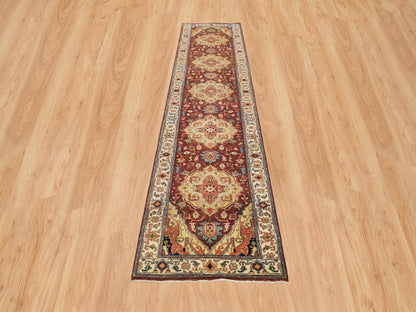 Heriz Heriz hand-knotted wool runner in Red & Cream, 2'7" x 12' — SKU O065476 (view 2)