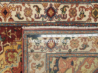 Heriz Heriz hand-knotted wool runner in Red & Cream, 2'7" x 12' — SKU O065476 (view 8)