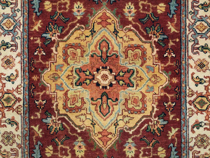 Heriz Heriz hand-knotted wool runner in Red & Cream, 2'7" x 12'1" — SKU O065478 (view 5)