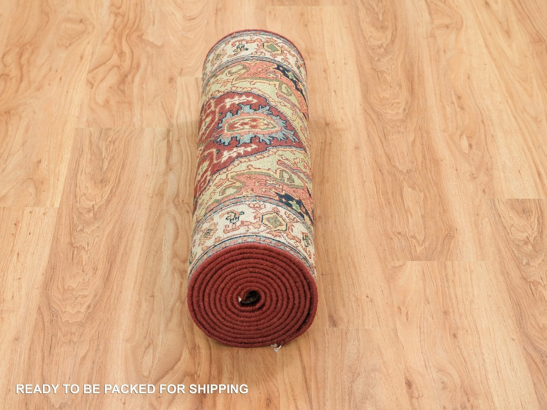 Heriz Heriz hand-knotted wool runner in Red & Cream, 2'7" x 12'1" — SKU O065478 (view 6)