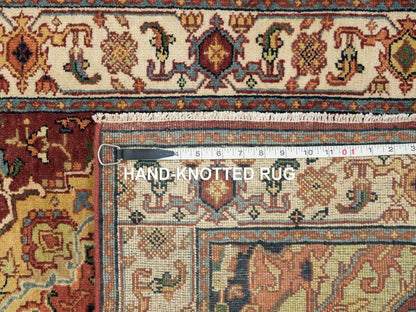Heriz Heriz hand-knotted wool runner in Red & Cream, 2'7" x 12'1" — SKU O065478 (view 8)