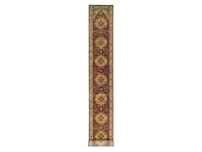 Heriz Heriz hand-knotted wool runner in Red & Cream, 2'7" x 22' — SKU O065496