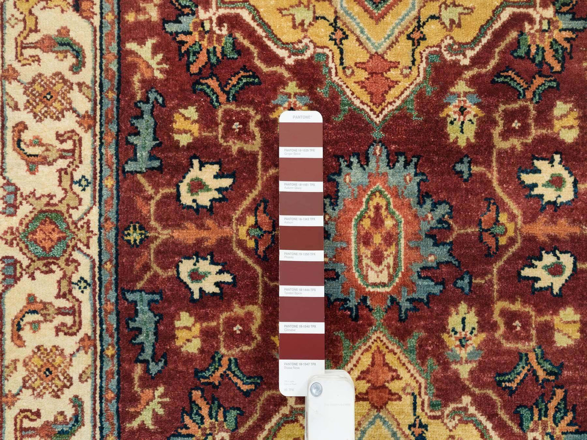 Heriz Heriz hand-knotted wool runner in Red & Cream, 2'7" x 22' — SKU O065496 (view 4)