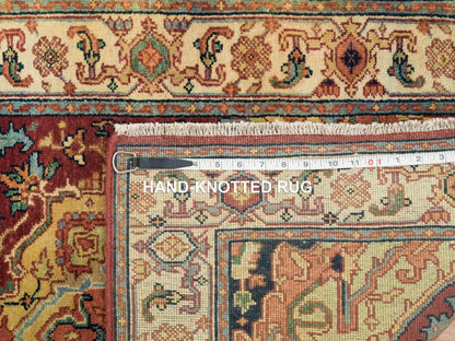 Heriz Heriz hand-knotted wool runner in Red & Cream, 2'7" x 22' — SKU O065496 (view 8)