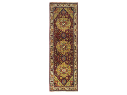 Heriz Heriz hand-knotted wool runner in Red & Cream, 3'10" x 12'1" — SKU O065499