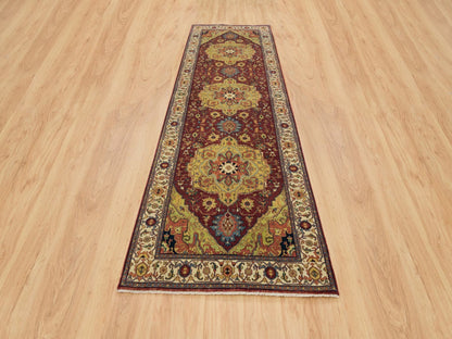 Heriz Heriz hand-knotted wool runner in Red & Cream, 3'10" x 12'1" — SKU O065499 (view 2)