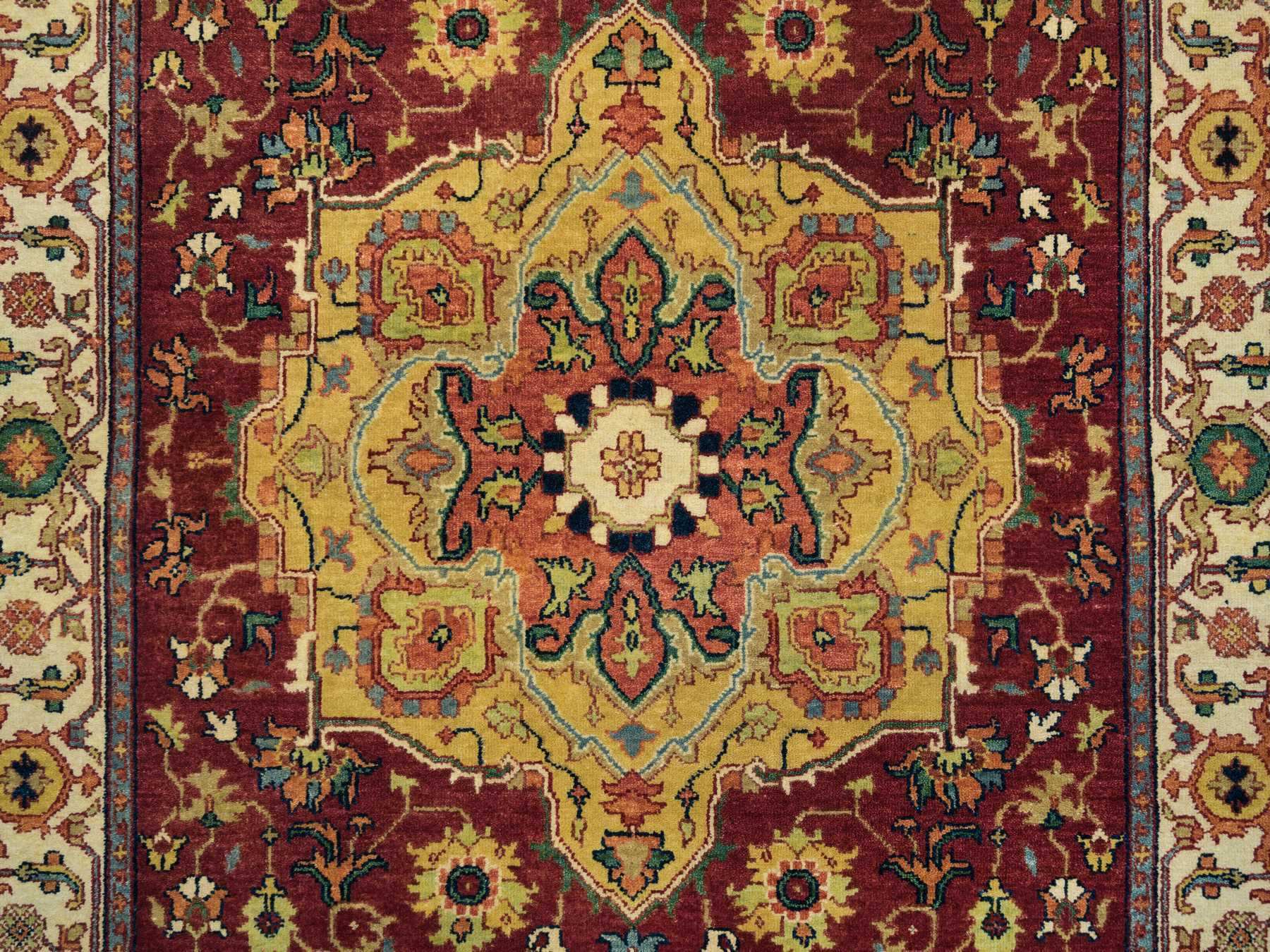 Heriz Heriz hand-knotted wool runner in Red & Cream, 3'10" x 12'1" — SKU O065499 (view 5)