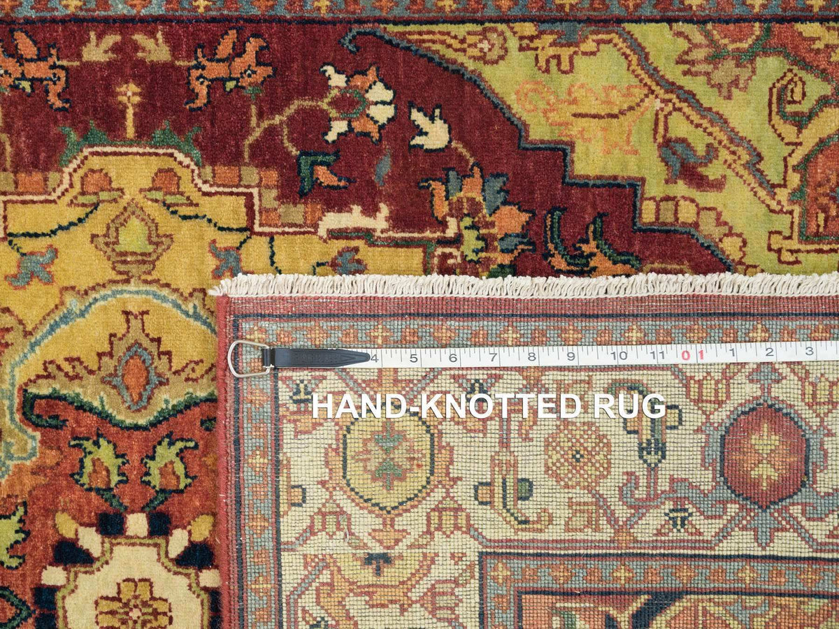 Heriz Heriz hand-knotted wool runner in Red & Cream, 3'10" x 12'1" — SKU O065499 (view 8)