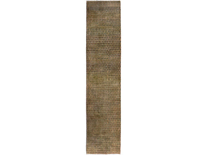 Brown 2'6" x 11'5" Vintage Hand knotted Wool Rug - Sku: O0654