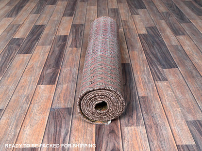 Brown 2'6" x 11'5" Vintage Hand knotted Wool Rug - Sku: O0654