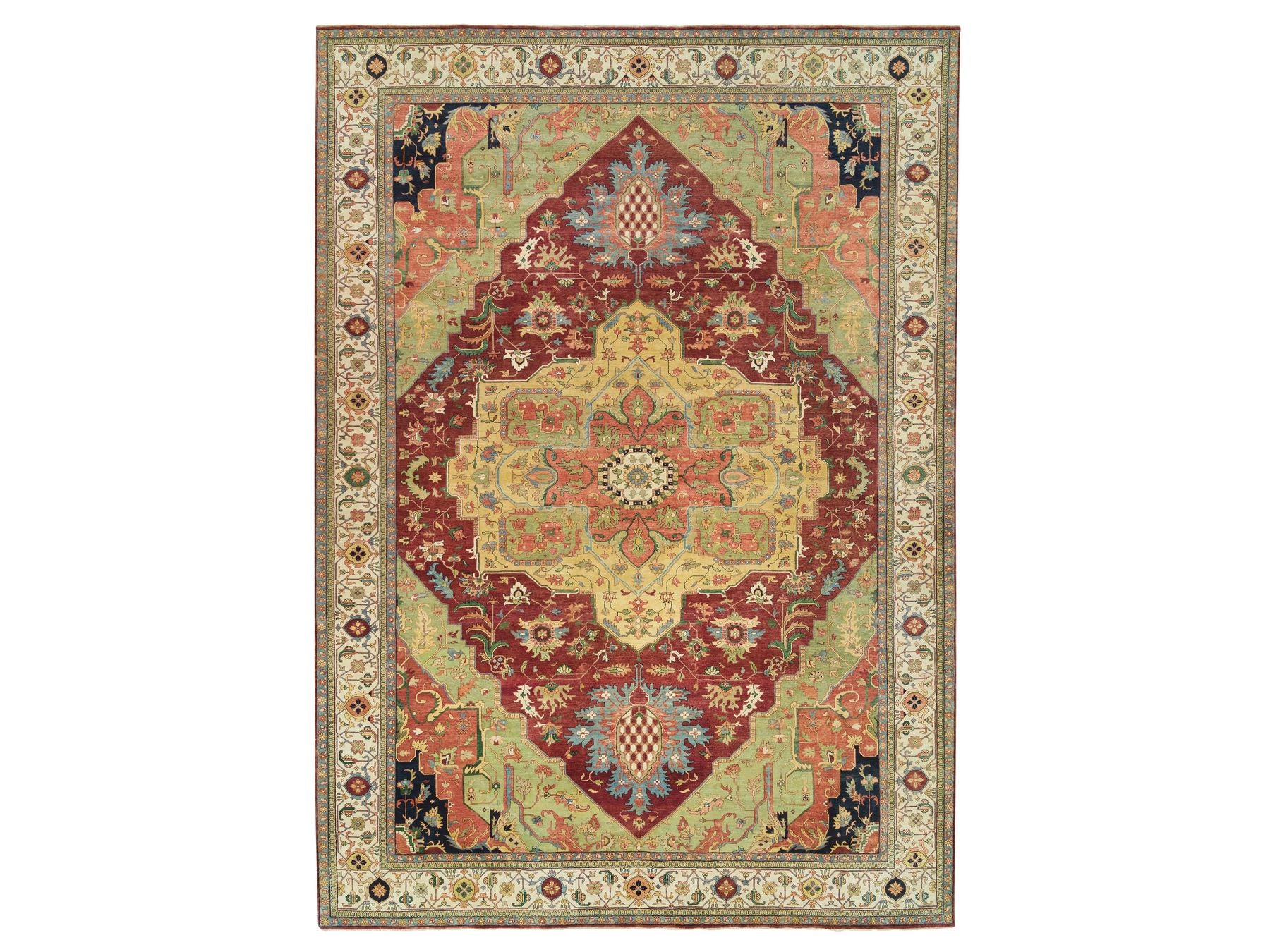 Heriz Heriz hand-knotted wool rug in Red & Ivory, 12' x 18'2" — SKU O065502