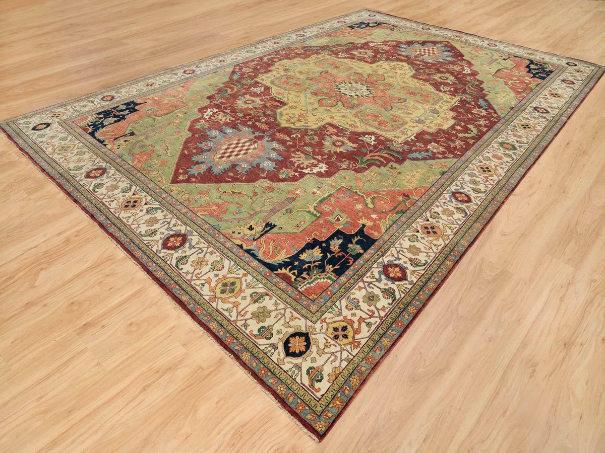 Heriz Heriz hand-knotted wool rug in Red & Ivory, 12' x 18'2" — SKU O065502 (view 3)
