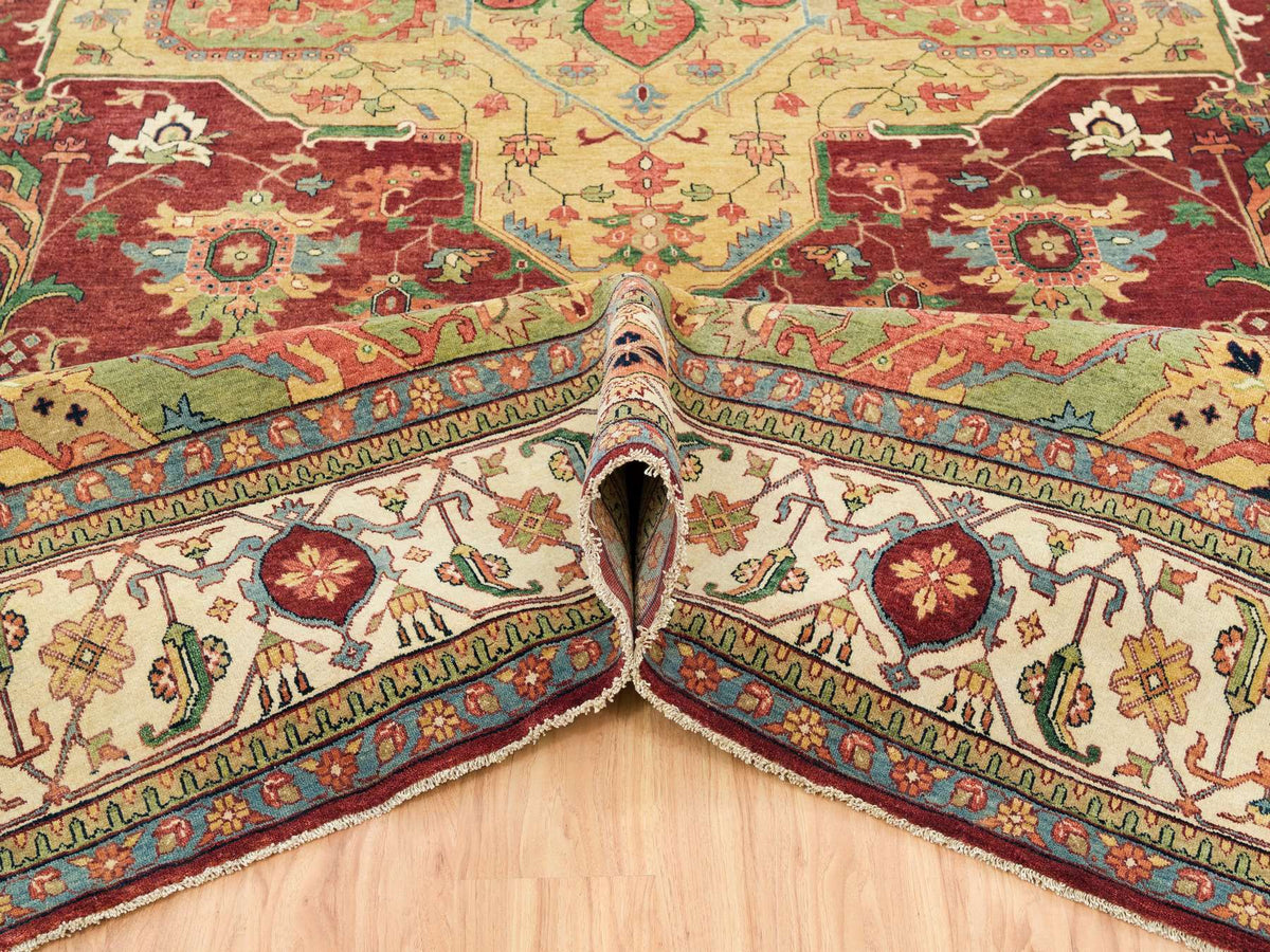 Heriz Heriz hand-knotted wool rug in Red & Ivory, 12' x 18'2" — SKU O065502 (view 5)