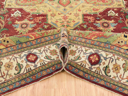 Heriz Heriz hand-knotted wool rug in Red & Ivory, 12' x 18'2" — SKU O065502 (view 5)