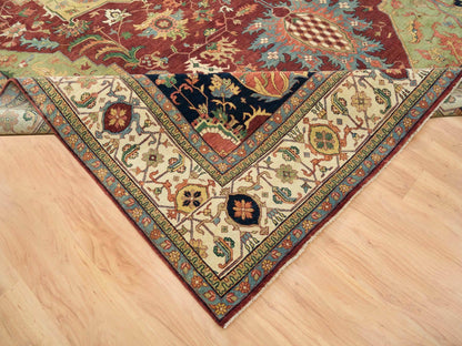 Heriz Heriz hand-knotted wool rug in Red & Ivory, 12' x 18'2" — SKU O065502 (view 6)