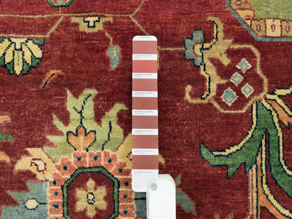 Heriz Heriz hand-knotted wool rug in Red & Ivory, 12' x 18'2" — SKU O065502 (view 7)