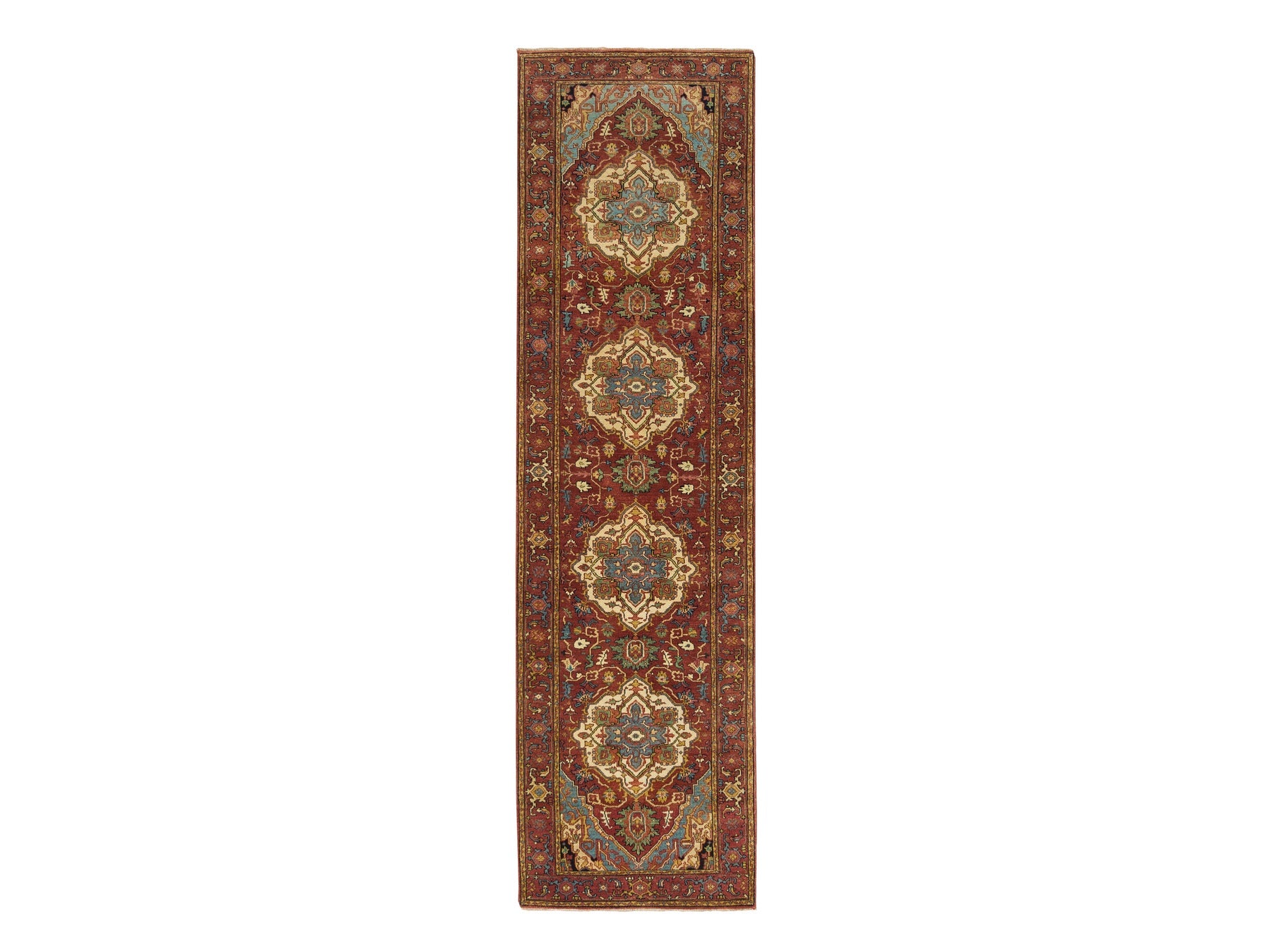 Heriz Heriz hand-knotted wool runner in Red, 2'7" x 10' — SKU O065503