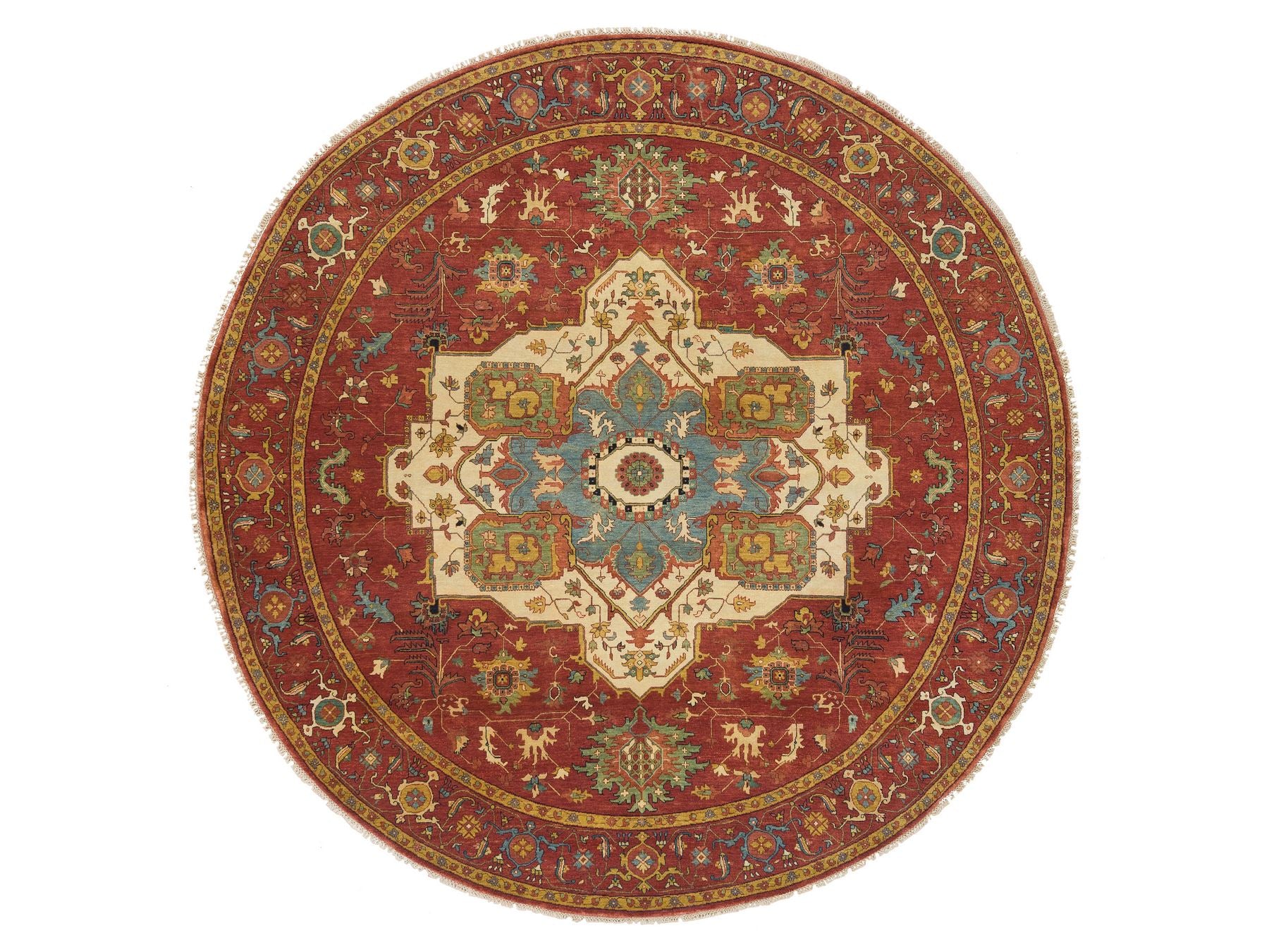 Heriz Heriz hand-knotted wool rug in Red, 10' x 10' — SKU O065513