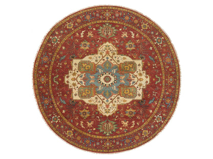 Heriz Heriz hand-knotted wool rug in Red, 10' x 10' — SKU O065513