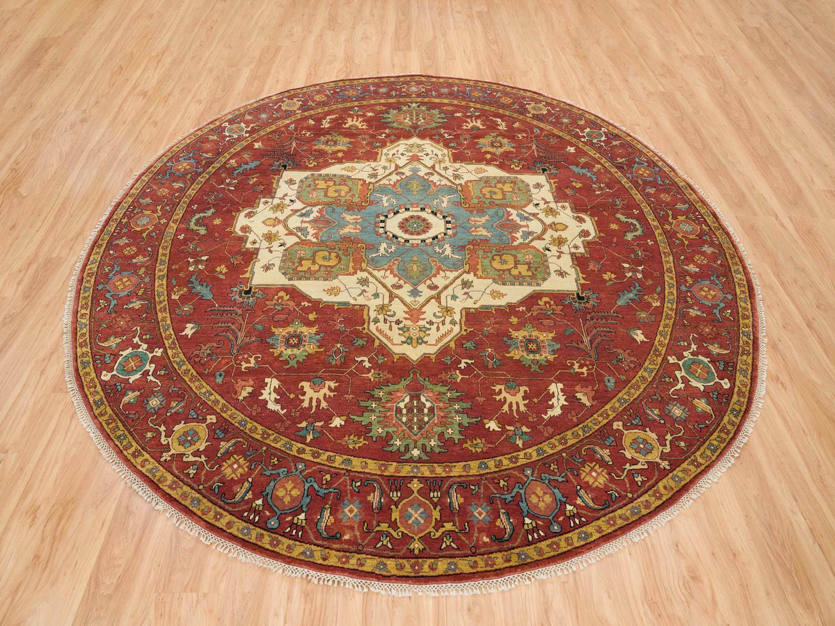 Heriz Heriz hand-knotted wool rug in Red, 10' x 10' — SKU O065513 (view 2)