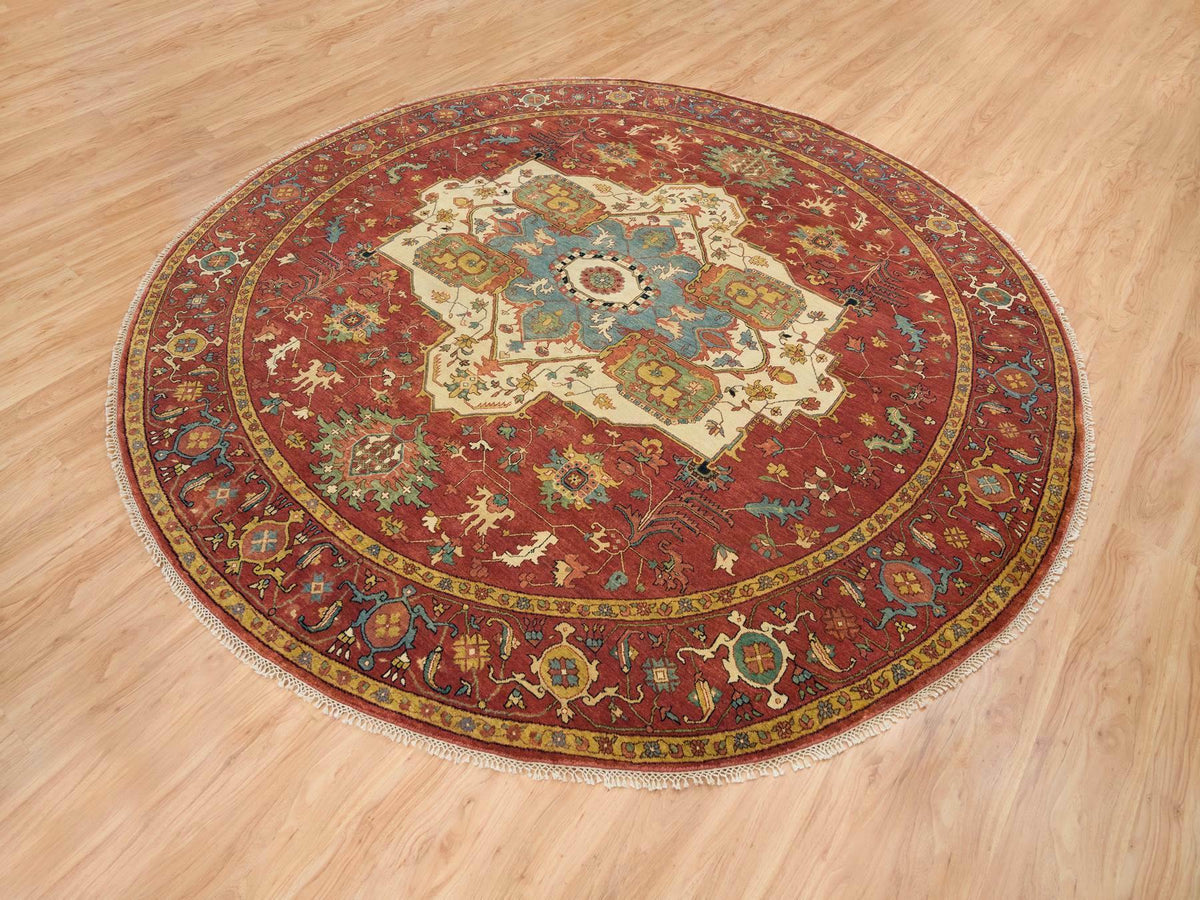 Heriz Heriz hand-knotted wool rug in Red, 10' x 10' — SKU O065513 (view 3)