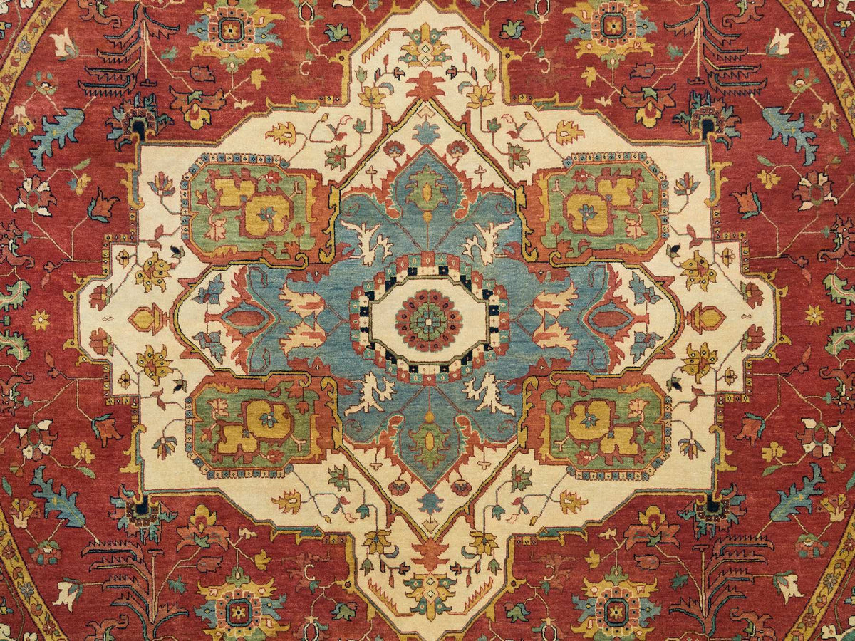 Heriz Heriz hand-knotted wool rug in Red, 10' x 10' — SKU O065513 (view 8)