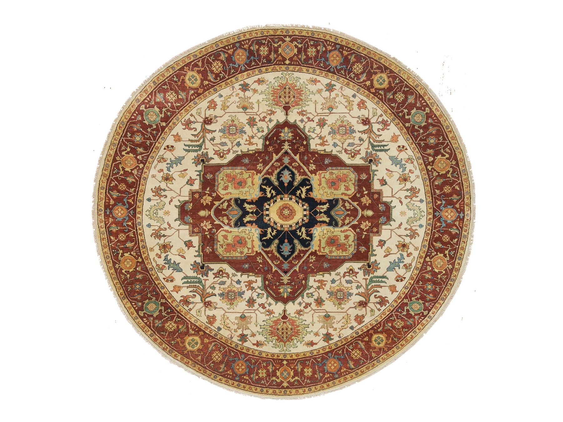 Heriz Heriz hand-knotted wool rug in Ivory & Red, 10' x 10' — SKU O065517