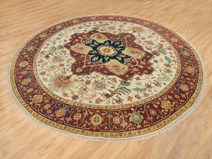 Heriz Heriz hand-knotted wool rug in Ivory & Red, 10' x 10' — SKU O065517 (view 3)