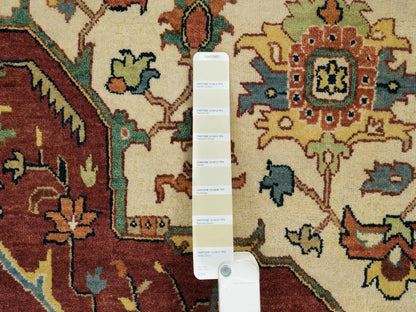 Heriz Heriz hand-knotted wool rug in Ivory & Red, 10' x 10' — SKU O065517 (view 7)