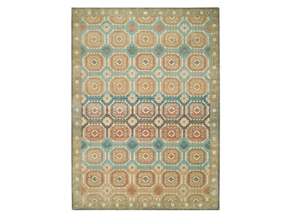 Green 10'0" x 14'0" Transitional Hand knotted Wool Rug - Sku: O065539