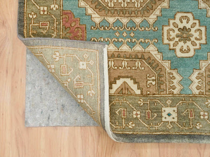 Green 10'0" x 14'0" Transitional Hand knotted Wool Rug - Sku: O065539