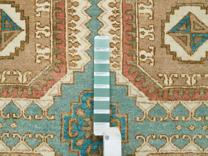 Green 10'0" x 14'0" Transitional Hand knotted Wool Rug - Sku: O065539