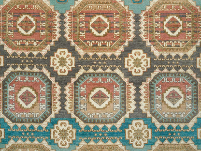 Green 10'0" x 14'0" Transitional Hand knotted Wool Rug - Sku: O065539