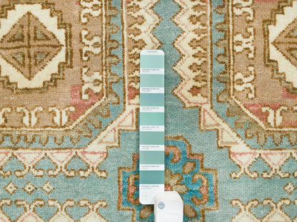 Green 9'1" x 12'1" Transitional Hand knotted Wool Rug - Sku: O065543