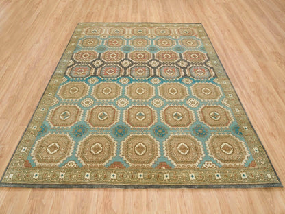 Green 8'3" x 10'0" Transitional Hand knotted Wool Rug - Sku: O065545