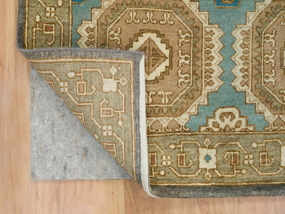 Green 8'3" x 10'0" Transitional Hand knotted Wool Rug - Sku: O065545