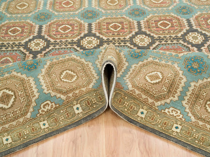 Green 8'3" x 10'0" Transitional Hand knotted Wool Rug - Sku: O065545