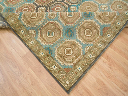 Green 8'3" x 10'0" Transitional Hand knotted Wool Rug - Sku: O065545