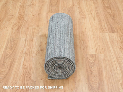 Modern / Contemporary hand-knotted wool runner in Gray, 2'7" x 14' — SKU O065557 (view 6)